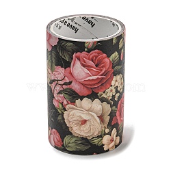 Flower Decorative Paper Tapes, Floral Adhesive Tapes, for DIY Scrapbooking Supplie Gift Decoration, Cerise, 60mm, about 2.19 Yards(2m)/Roll(STIC-C006-01E)