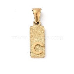 304 Stainless Steel Pendants, Golden, Rectangle with Letter Charm, Letter C, 17.5x6.5x3mm, Hole: 3x6mm(STAS-Z120-03C-G)