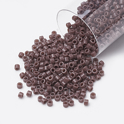 MIYUKI Delica Beads, Cylinder, Japanese Seed Beads, (DB0735) Opaque Dark Mauve, 11/0, 1.3x1.6mm, Hole: 0.8mm, about 20000pcs/bag, 100g/bag(SEED-S014-DB-0735)