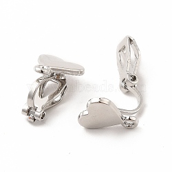 Alloy Clip-on Earring Findings, with Horizontal Loops, Heart, Platinum, 16x10.5x9mm, Hole: 1.5mm(PALLOY-M208-01P)