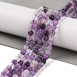 Natural Purple Fluorite Beads Strands, Round, 4mm, Hole: 0.9mm, about 103pcs/strand, 15.55''(39.5cm)(G-P530-B08-01)