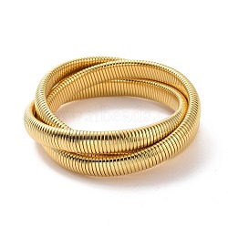 304 Stainless Steel Interlocking Flat Snake Chains Bracelet, Triple Rows Stretch Intertwined Bracelet for Women, Golden, Inner Diameter: 2-1/2 inch(6.4cm)(BJEW-G642-01G)