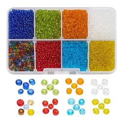 8 Colors Glass Seed Beads, Transparent, Round, Mixed Color, 2mm, Hole: 1mm, about 15g/color(SEED-YW0001-56)