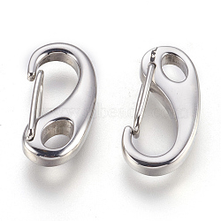 Non-Tarnish 304 Stainless Steel Push Gate Snap Keychain Clasp Findings, Stainless Steel Color, 26x12~12.5x4.5~6.5mm, Hole: 6.3x4.3±0.2mm(STAS-F175-13P-A-26mm)