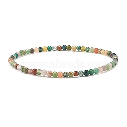 Mini Natural Indian Agate Beaded Stretch Bracelets, for Women Girls, Inner Diameter: 2-1/8 inch(5.4cm)(BJEW-JB07669-04)