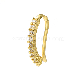 Rack Plating Brass Pave Cubic Zirconia Earring Hooks, Ear Wire, Lead Free & Cadmium Free, Rectangle, Real 18K Gold Plated, 14~14.5x1.7mm, Hole: 1.4mm, 18 Gauge, Pin: 1mm(KK-O143-20G)