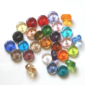 Imitation Austrian Crystal Beads, Grade AAA, Faceted, Flat Round, Mixed Color, 12x7.5mm, Hole: 0.9~1mm