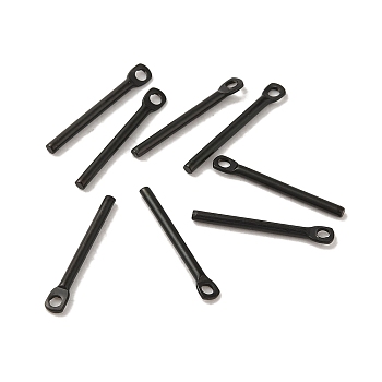 304 Stainless Steel Pendants, Bar Charm, Black, 15x2x1.2mm, Hole: 1mm