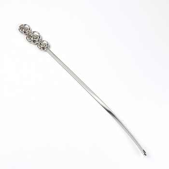 Curtain Tieback, Alloy Spring Design, Suitable for Most Curtains, Easy to Use, Flower, Platinum, 450x9x3mm, 2pcs/set