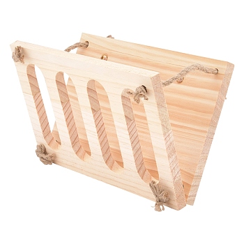 Rabbit Hay Feeder Rack, Natural Wooden Wall-Mountable Hay Manger, for Small Pets Bunny Chinchilla Guinea Pigs, BurlyWood, 150x240x102mm