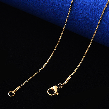 PVD Vacuum Plating 304 Stainless Steel Coreana Chain Necklace, with Lobster Claw Clasp, Real 18K Gold Plated, 19.68 inch(50cm)x1.2mm