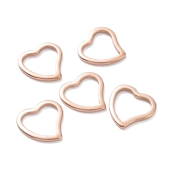 304 Stainless Steel Linking Rings, Heart, Rose Gold, 14.5x15x1.5mm, Hole: 12x10mm