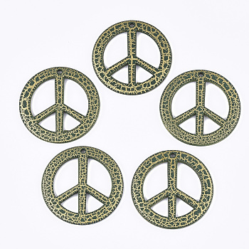 Acrylic Big Pendants, Peace Sign, Spray Painted & Crackle, Green, 50x3.5mm, Hole: 2.5mm
