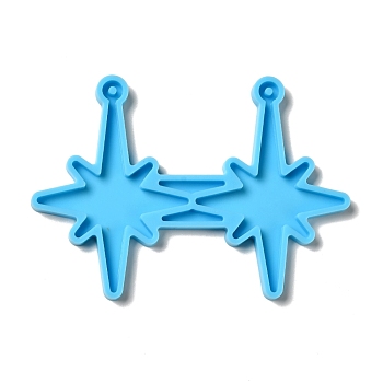 DIY 8 Pointed Star Pendant Silicone Molds, Resin Casting Molds, for UV Resin & Epoxy Resin Jewelry Making, Deep Sky Blue, 58x82x4mm, Hole: 2mm, Inner Diameter: 54x38.5mm