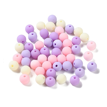Rubberized Style Imitated Silicone Acrylic Beads, Round, Lilac, 8x7.5mm, Hole: 1.6mm, about 1923pcs/500g