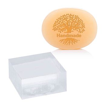 Clear Acrylic Soap Stamps, DIY Soap Molds Supplies, Square, Tree of Life Pattern, 53x53x16mm, pattern: 50x50mm