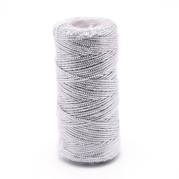 Polyester Metallic Cord, for Jewelry Making, Silver, 1.5mm, about 100m/roll