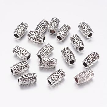 Tibetan Style Zinc Alloy Beads, Lead Free & Cadmium Free, Tube, Antique Silver, 12x7mm, Hole: 3.5mm