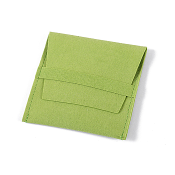 Microfiber Jewelry Envelope Pouches with Flip Cover, Jewelry Storage Gift Bags, Square, Yellow Green, 8x8cm