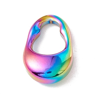 Ion Plating(IP) 304 Stainless Steel Pendants, Lock, Rainbow Color, 19x12.5x6mm, Hole: 10.7x8.2mm