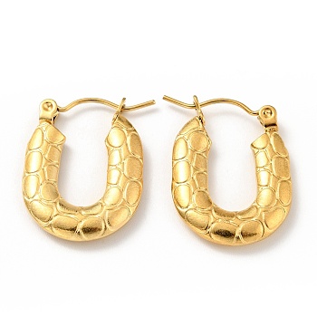 Ion Plating(IP) 304 Stainless Steel Rectangle Chunky Hoop Earrings for Women, Golden, 22x17x3mm, Pin: 0.8mm