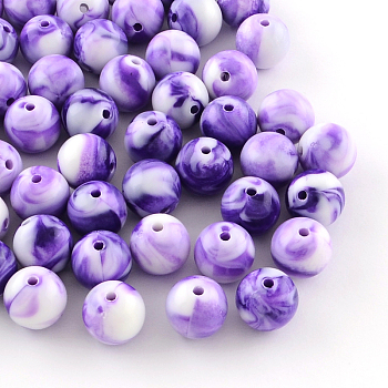 Opaque Acrylic Beads, Round, Blue Violet, 14mm, Hole: 2mm, about 170pcs/500g