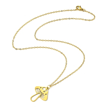 201 Stainless Steel Mushroom Pendants Necklaces, 304 Stainless Steel Cable Chain Necklaces for Women, Golden, 17.76 inch(45.1cm)