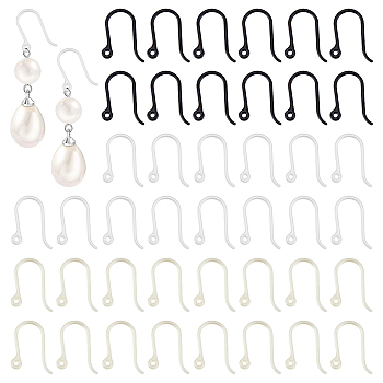 240Pcs 3 Colors Plastic Earring Hooks, Ear Wire, with Horizontal Loop, Mixed Color, 11x9x0.6mm, 22 Gauge, Hole: 0.9mm, 80pcs/color