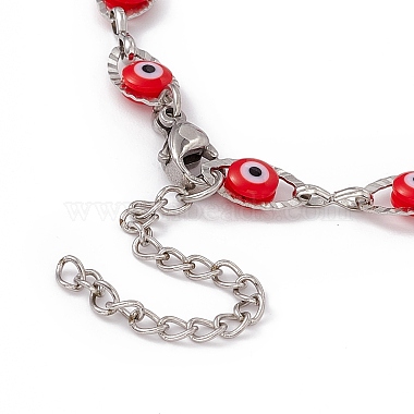 304 bracelet chaîne à maillons oeil de cheval en acier inoxydable avec résine mauvais oeil perlé pour femme(BJEW-F439-01P-03)-3