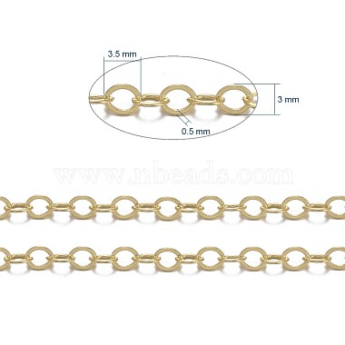 Brass Flat Oval Cable Chains(CHC025Y-G)-6