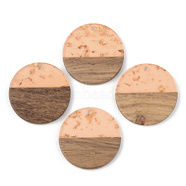 Transparent Resin & Walnut Wood Pendants(RESI-S389-025A-B)-2
