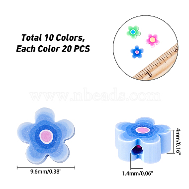 200Pcs 10 Colors Handmade Flower Printed Polymer Clay Beads(CLAY-PH0001-35)-5