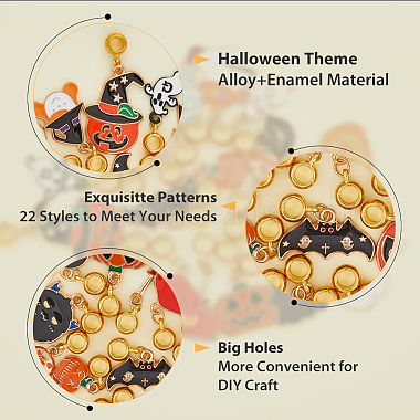 22piezas 22 estilos dijes colgantes europeos de esmalte de aleación con tema de Halloween(PALLOY-PH01604)-3