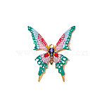 304 Stainless Steel Enamel Pendants, Butterfly Charms, Ion Plating(IP), Mirror Polished Finish, Real 18K Gold Plated, Pink, 44x37mm, Hole: 1.5mm(STAS-OY009-88G-01)