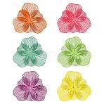 12Pcs 6 Colors 430 Stainless Steel Bead Caps, Flower, Mixed Color, 43x45x2mm, Hole: 0.8mm, 2pcs/color(STAS-CJ0002-54)