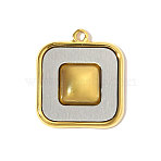 304 Stainless Steel Pendants, Square Charms, Mirror Polished Finish, Ion Plating(IP), Real Gold Plated & Stainless Steel Color, 24x21mm(STAS-OY008-35GP)