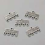 Tibetan Style Alloy Chandelier Component Links, with Loops, Rectangle, Antique Silver, 10x16x1mm, Hole: 1.1mm, 100pcs/set(FIND-WH0431-31K)