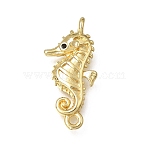 Brass Micro Pave Black Cubic Zirconia Pendants, Sea Horse Charms, Rack Plating, Long-Lasting Plated, Lead Free & Cadmium Free, Real 18K Gold Plated, 22x10.5x4mm, Hole: 1.2~1.4mm(KK-K427-35G)