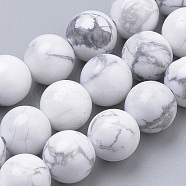 Natural Howlite Beads Strands, Round, 10mm, Hole: 1mm, about 40pcs/strand, 15.7 inch(G-S259-47-10mm)