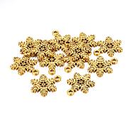 Tibetan Style Alloy Pendants, Lead Free, Nickel Free and Cadmium Free, Antique Golden, Snowflake, Christmas, 22x16x2mm, Hole: 1.5mm, about 670pcs/1000g(TIBEP-EA115YKG-AG-FF)