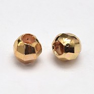 Rack Plating and Vacuum Plating Brass Round Faceted Spacer Beads, Light Gold, 3mm, Hole: 1mm(KK-I598-08KC-RS)