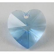 Austrian Crystal Beads, Mother's Day Jewelry Making, Heart, Aquamarine, 10mm long, 5mm thick. hole:1mm(6202_10mm202)