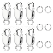 6Pcs 925 Sterling Silver Lobster Claw Clasps, with 925 Stamp, with 6Pcs Open Jump Rings, Silver, 10.5mm, Hole: 1mm(STER-BBC0002-06S)