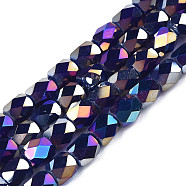 Electroplate Glass Beads Strands, AB Color Plated, Faceted, Column, Midnight Blue, 5.5x5mm, Hole: 1.2mm, about 99pcs/strand, 21.85 inch(55.5cm)(X-EGLA-N002-13-A01)