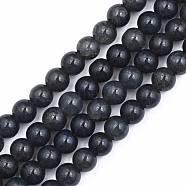 Crackle Glass Beads Strands, Dyed & Heated, Round, Black, 8x7mm, Hole: 1.8mm, about 104~107pcs/strand, 30.12 inch~30.91 inch(76.5~78.5cm)(GLAA-N046-004A-11)