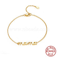 925 Sterling Silver Link Bracelets, Word Mama, for Mother's Day, Real 18K Gold Plated, 6-1/4 inch(16cm)(GA4438-2)