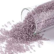 TOHO Round Seed Beads, Japanese Seed Beads, (110) Transparent Luster Light Amethyst, 15/0, 1.5mm, Hole: 0.7mm, about 15000pcs/50g(SEED-XTR15-0110)