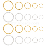 Iron Textured Soldered Jump Rings, Closed Jump Rings, for Jewelry Making, Platinum & Golden, 125x85x18mm, 760pcs/Box(IFIN-PH0024-49)