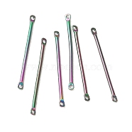 Ion Plating(IP) 304 Stainless Steel Connector Charms, Bar Links, Rainbow Color, 25x2x1mm, Hole: 1mm(STAS-Q323-04F-MC)