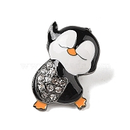 Zinc Alloy Rhinestone Brooches, Enamel Pins, Penguin, Black, 29.5x22x5mm(JEWB-E037-02B-04)